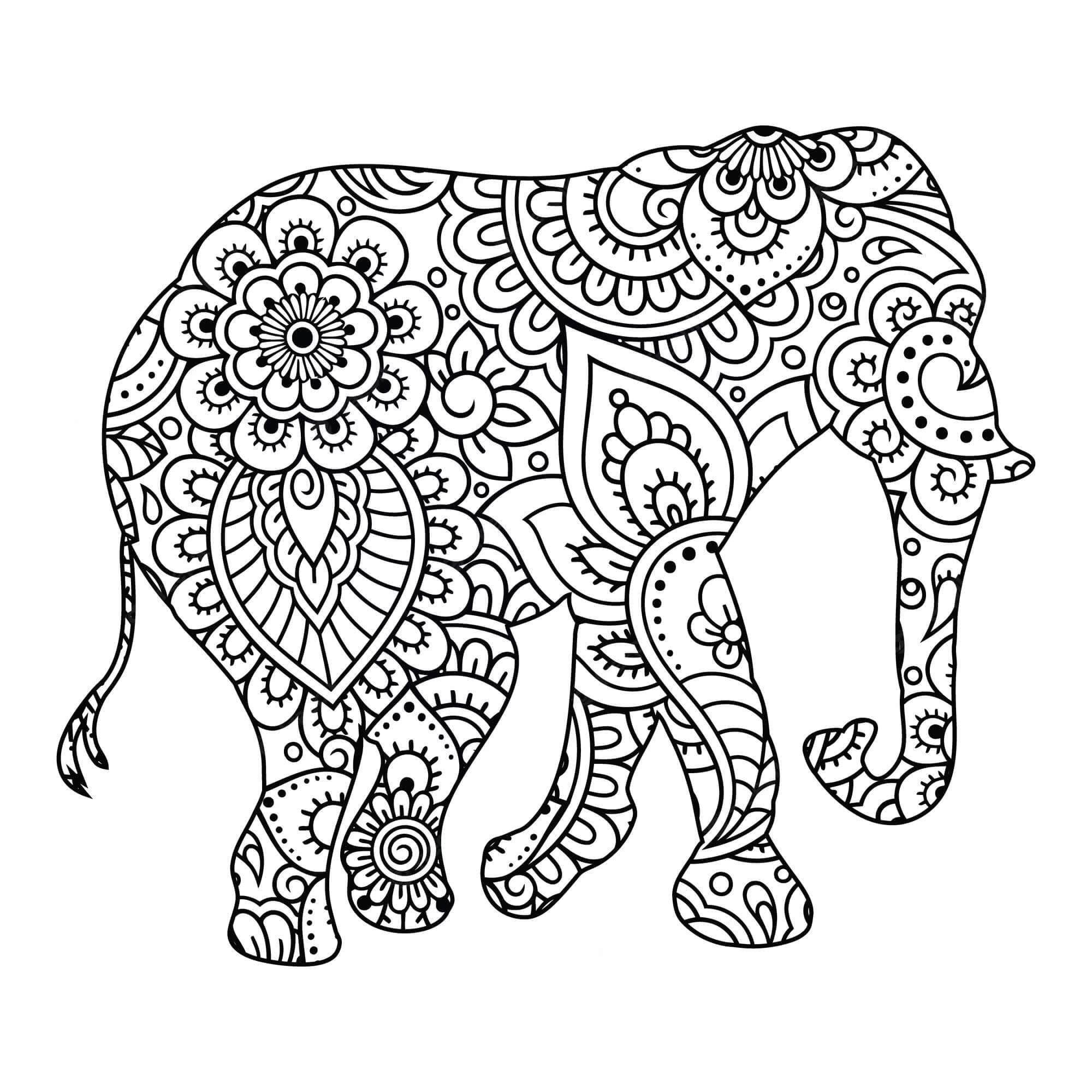Dibujos de Mandala del buen Elefante para colorear