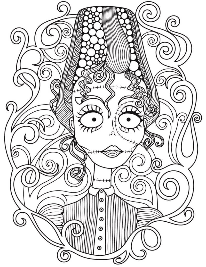 Dibujos de Mandalas básicos de brujas en Halloween para colorear