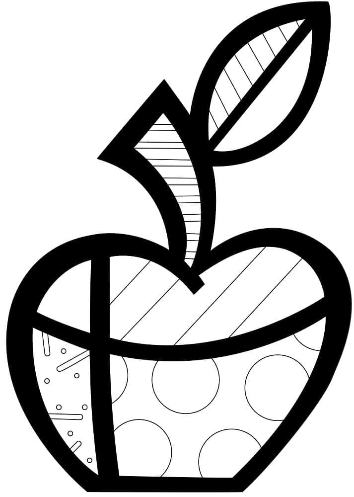 Manzana de Romero Britto para colorir