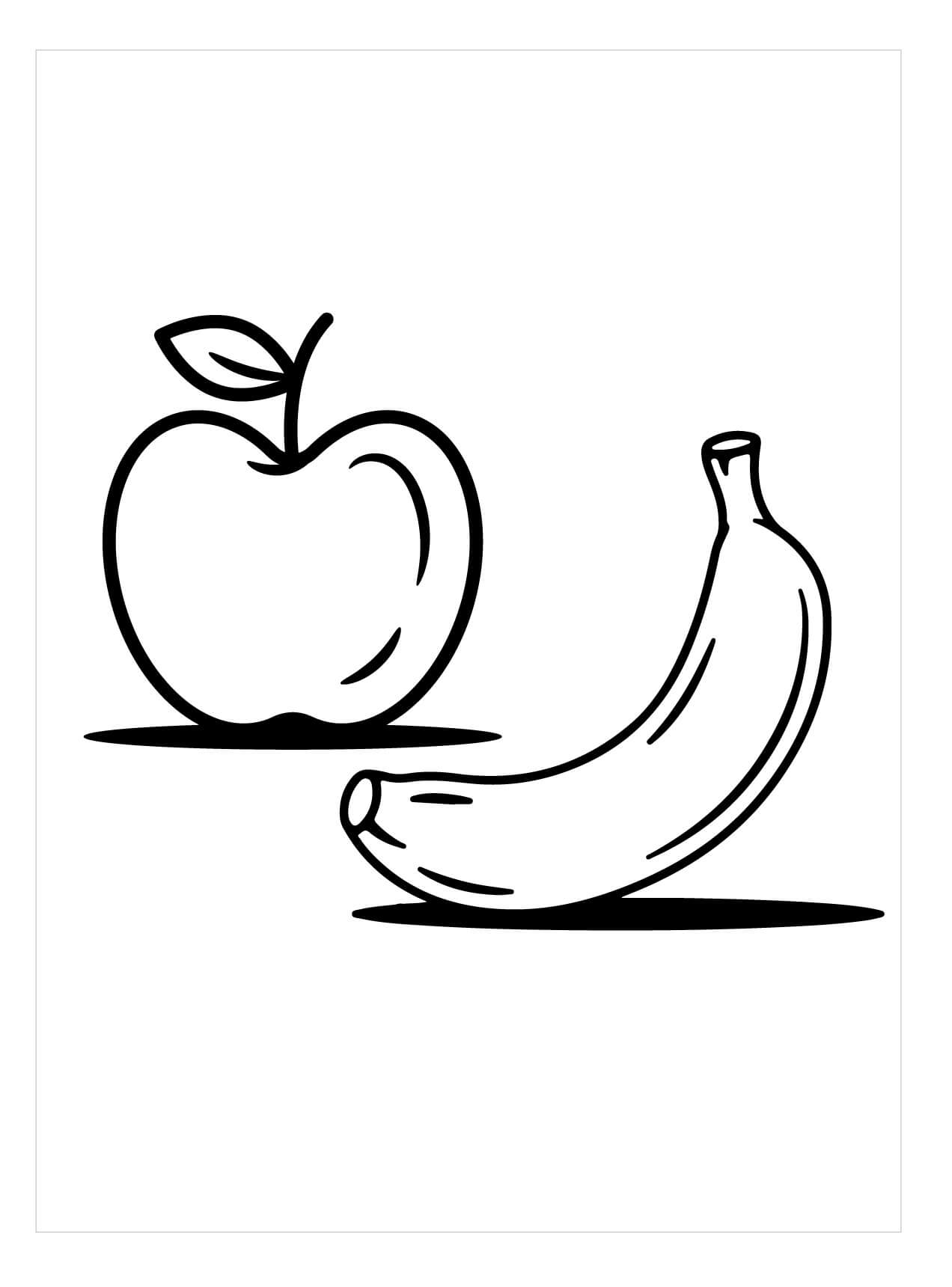 Dibujos de Manzana y Plátano para colorear