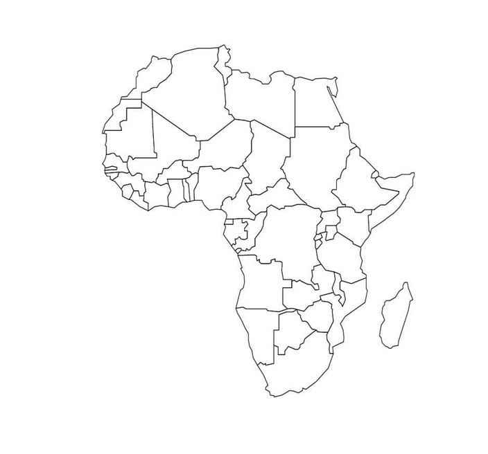 Dibujos de Mapa de África en blanco HD para colorear