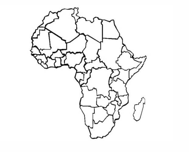 Dibujos de Mapa de África en blanco para colorear