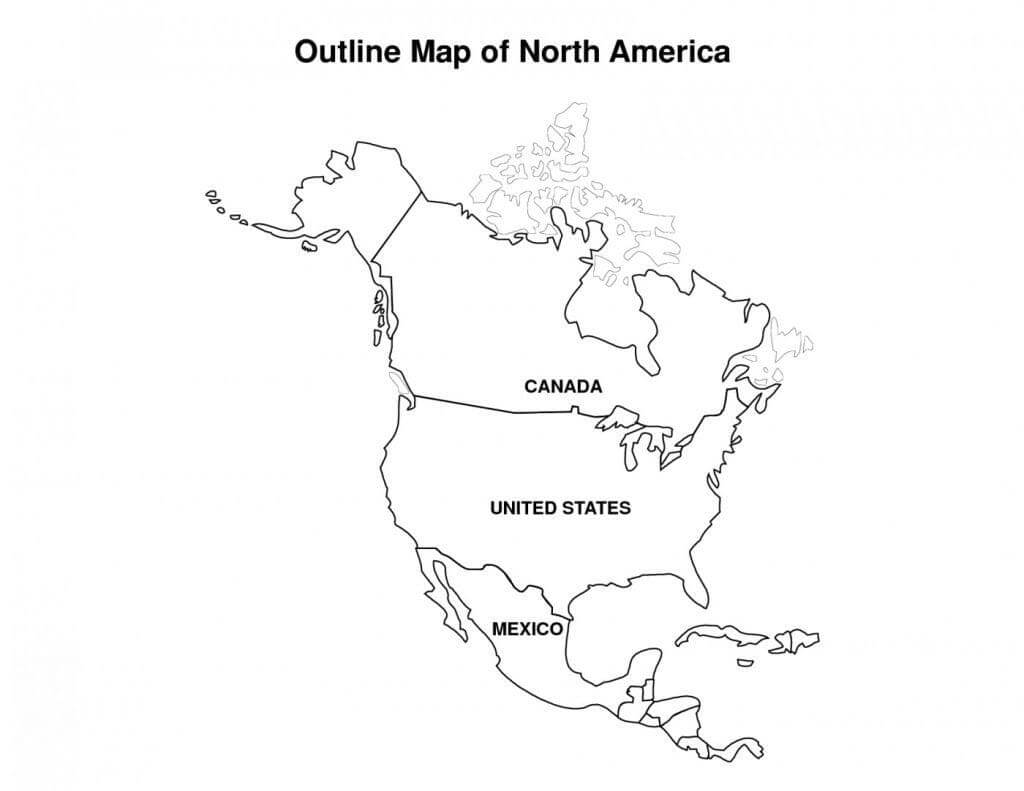 Dibujos de Mapa De América Del Norte para colorear