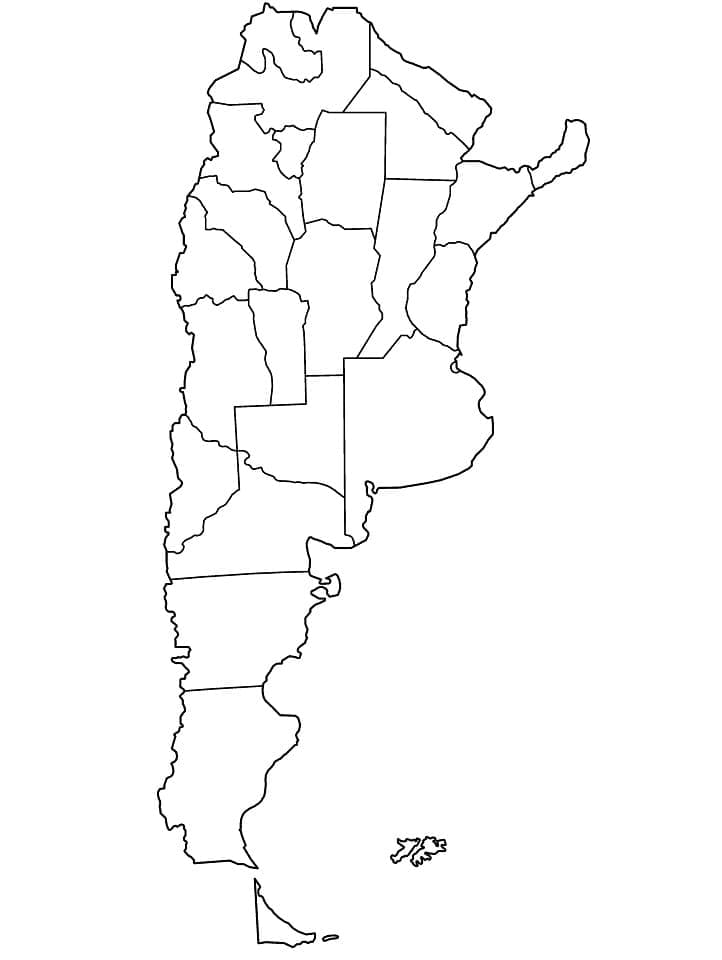 Dibujos de Mapa de Argentina para imprimir para colorear