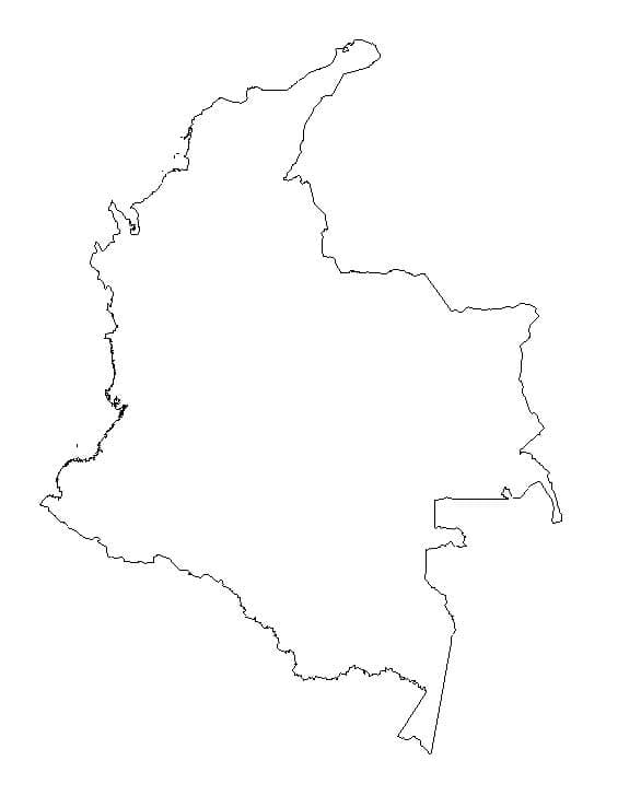 Dibujos de Mapa de contorno de Colombia para colorear