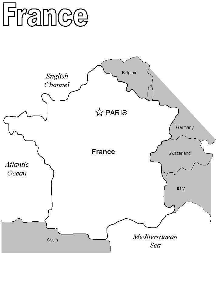 Dibujos de Mapa De Francia para colorear