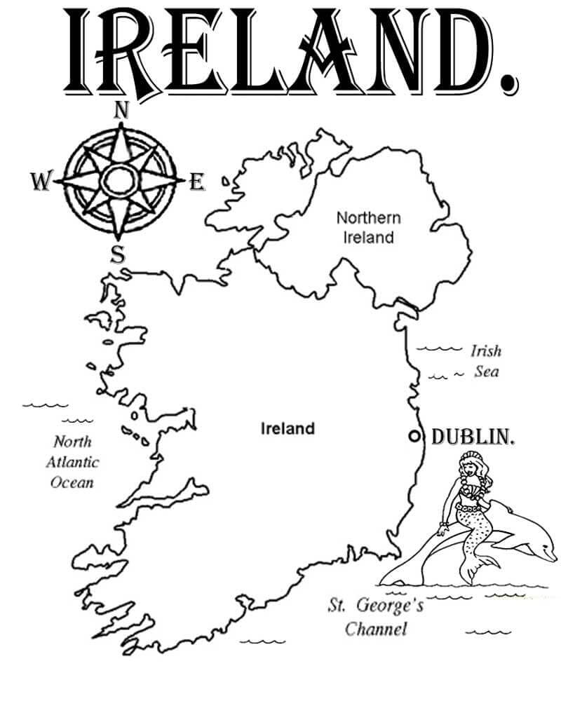 Mapa De Irlanda para colorir