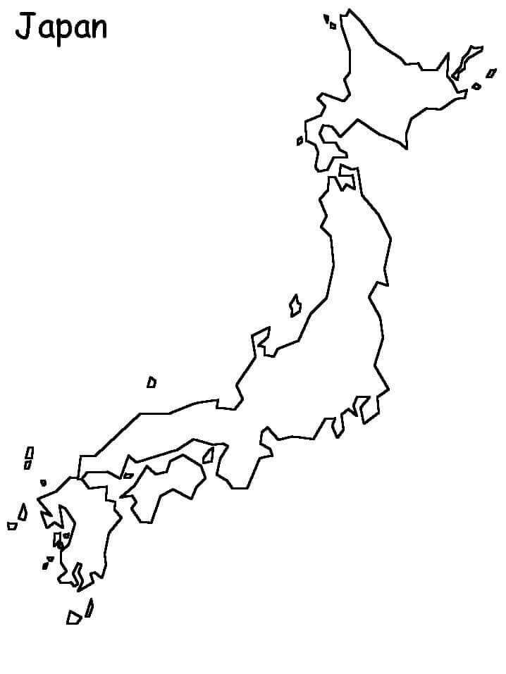 Mapa De Japón para colorir