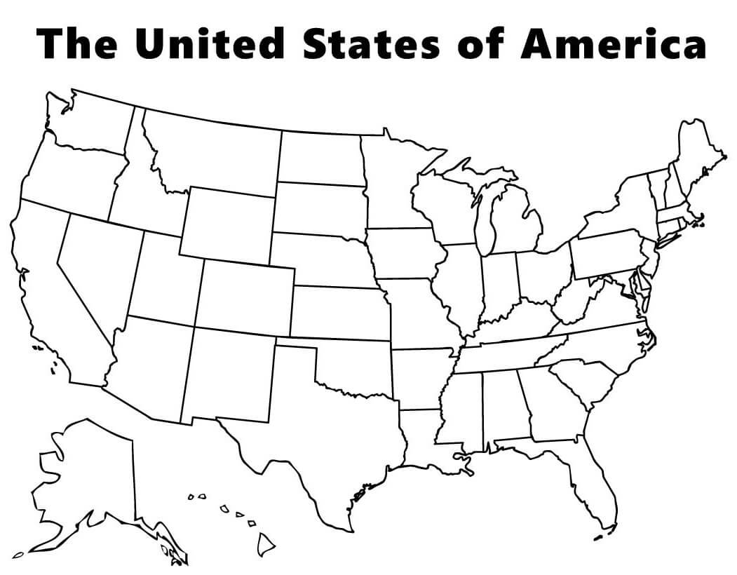 Dibujos de Mapa De Los Estados Unidos De América para colorear