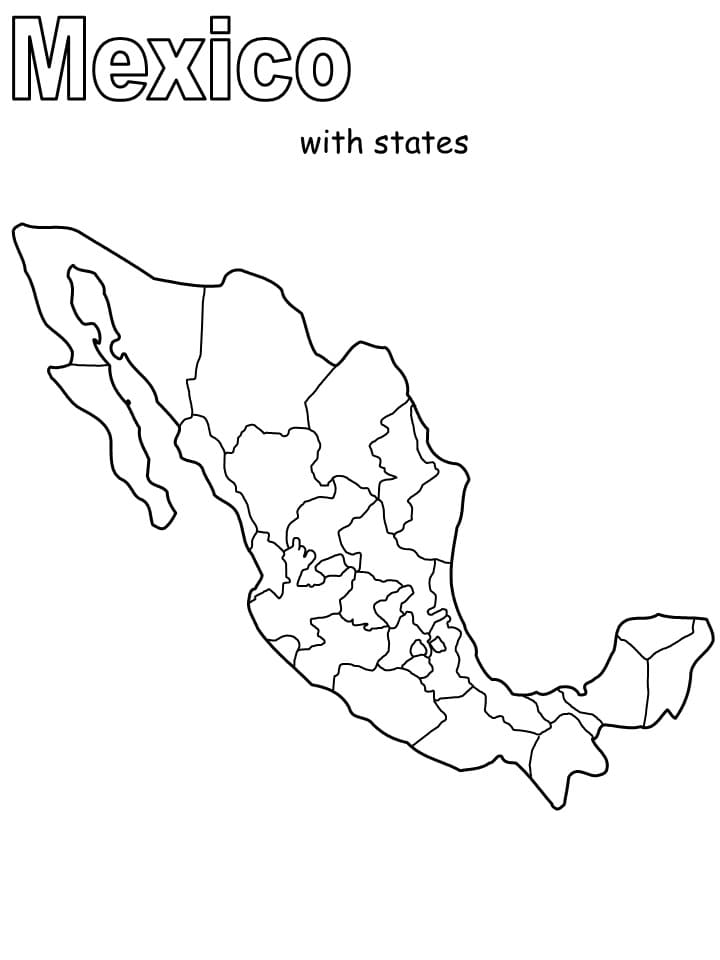 Dibujos de Mapa de México gratis para colorear