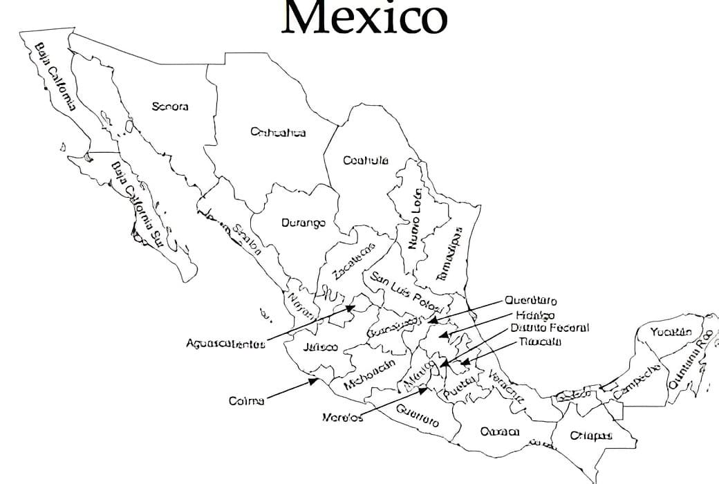 Dibujos de Mapa de México imprimir para colorear