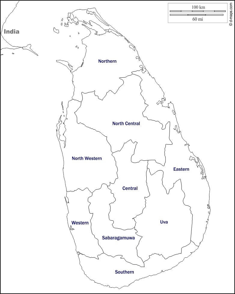 Dibujos de Mapa De Sri Lanka para colorear