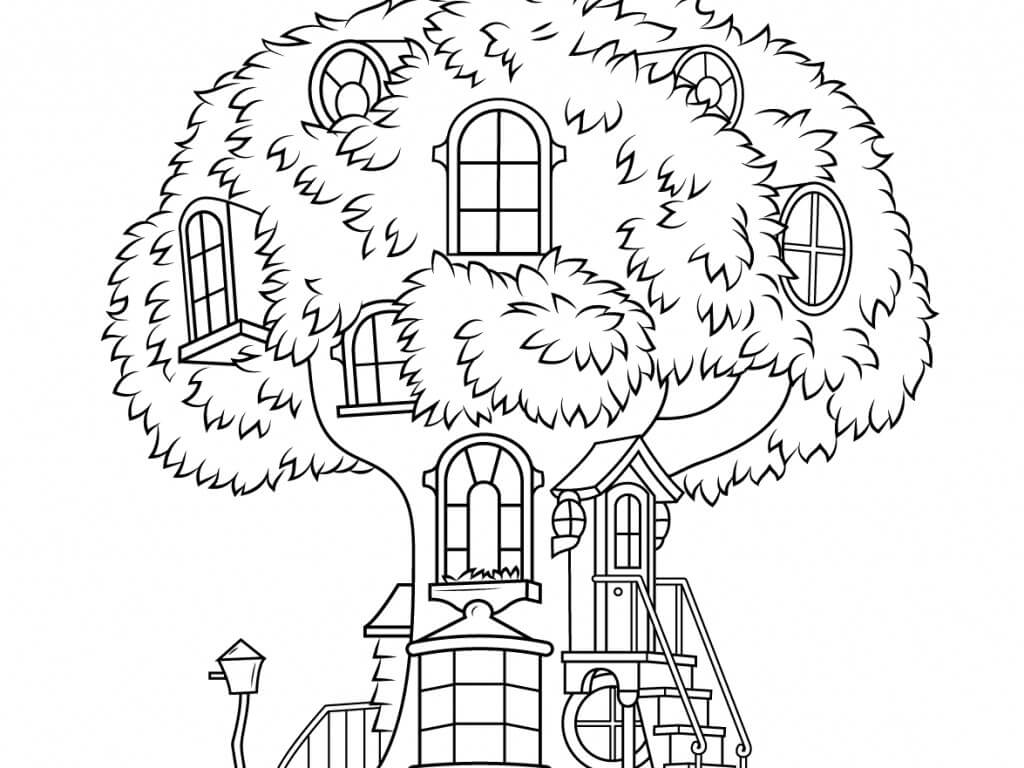 Dibujos de Maravillosa Casa del Árbol para colorear