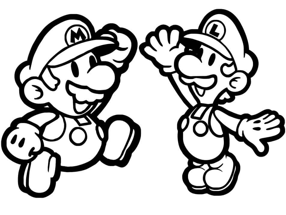 Mario de papel y Luigi para colorir