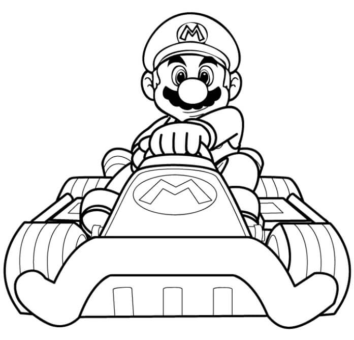 Dibujos de Mario en el Coche para colorear