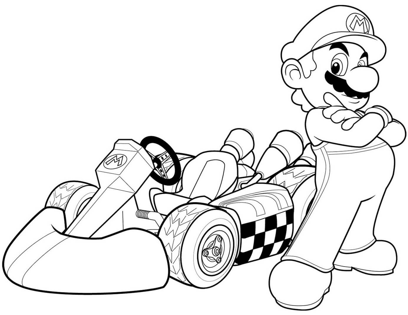 Mario en Mario Kart Wii para colorir