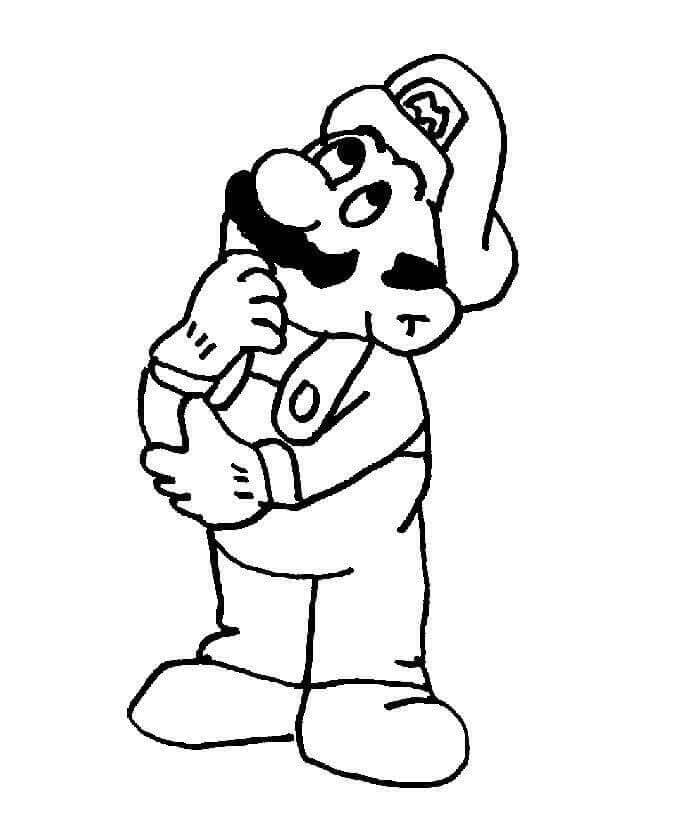 Mario Pensando para colorir