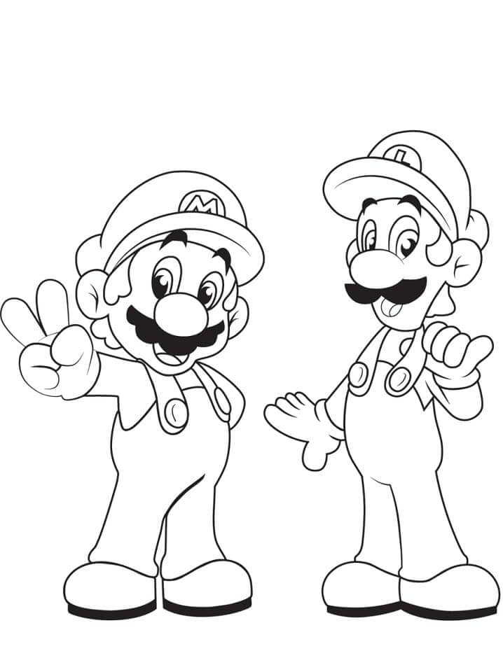 Mario y Luigi para colorir