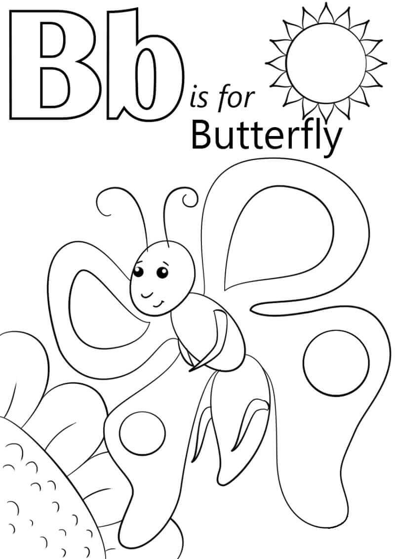 Dibujos de Mariposa Letra B para colorear