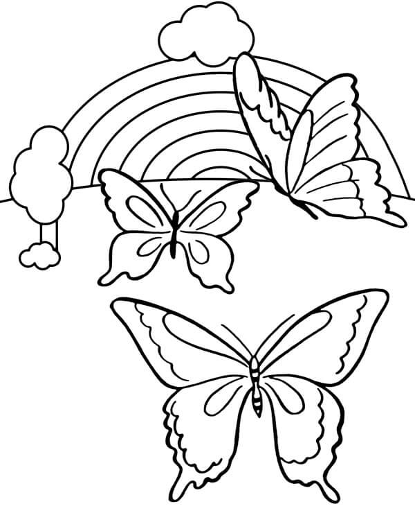 Dibujos de Mariposas Y Arcoiris para colorear