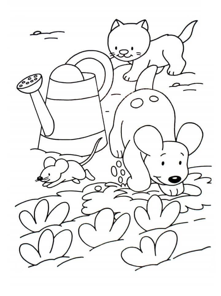 Dibujos de Mascotas En El Jardín para colorear