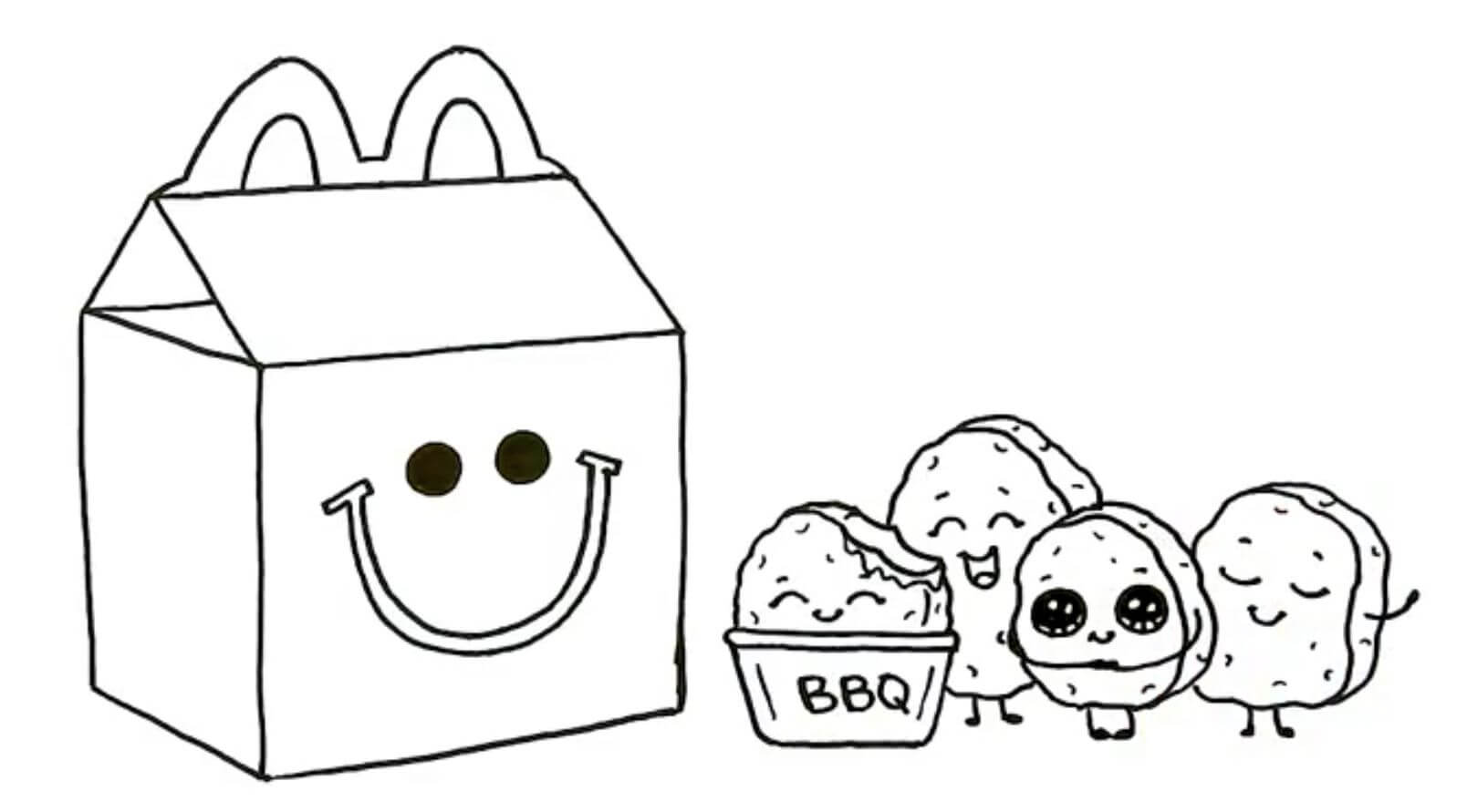 Dibujos de McDonald Cajita Feliz para colorear