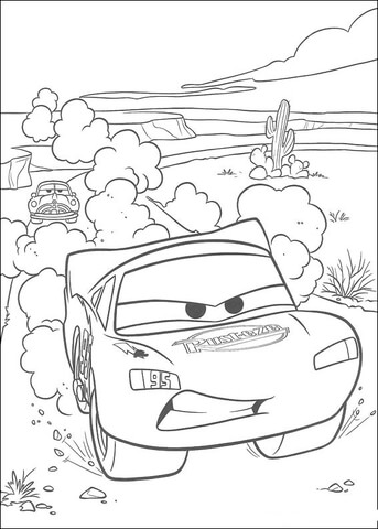 Dibujos de McQueen Racing En El Desierto para colorear