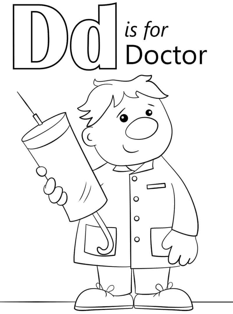Dibujos de Médico Letra D para colorear