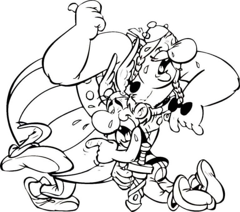 Dibujos de Mejores Amigos Obelix y Asterix para colorear
