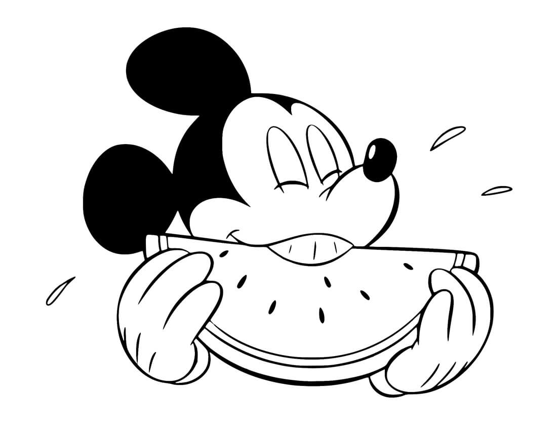 Mickey Mouse Comiendo Sandía para colorir