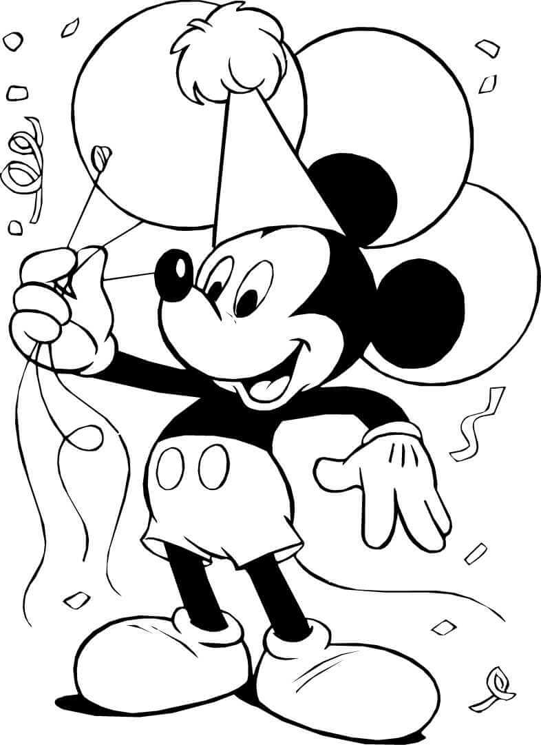 Mickey Mouse fiesta cumpleaños para colorir