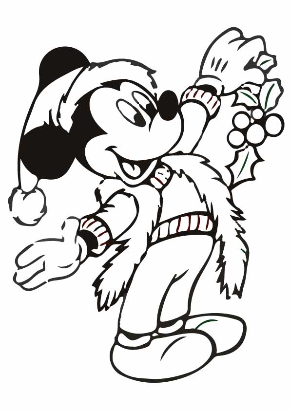 Dibujos de Mickey Ratón En Navidad para colorear