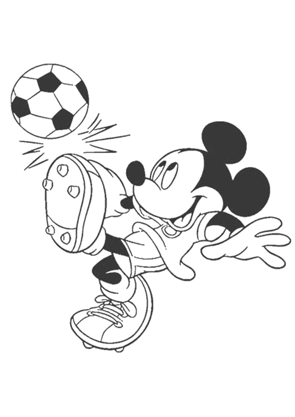 Dibujos de Mickey Ratón Jugando Al Fútbol para colorear