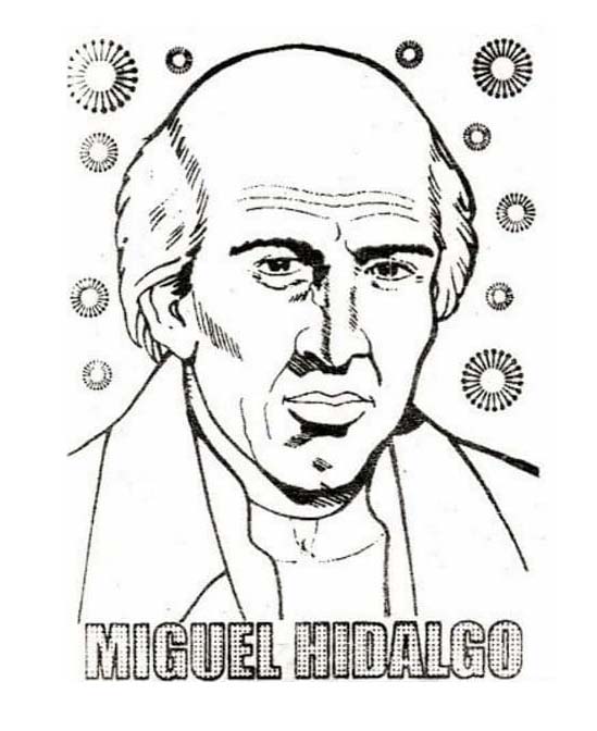 Dibujos de Miguel Hidalgo de Mexico para colorear