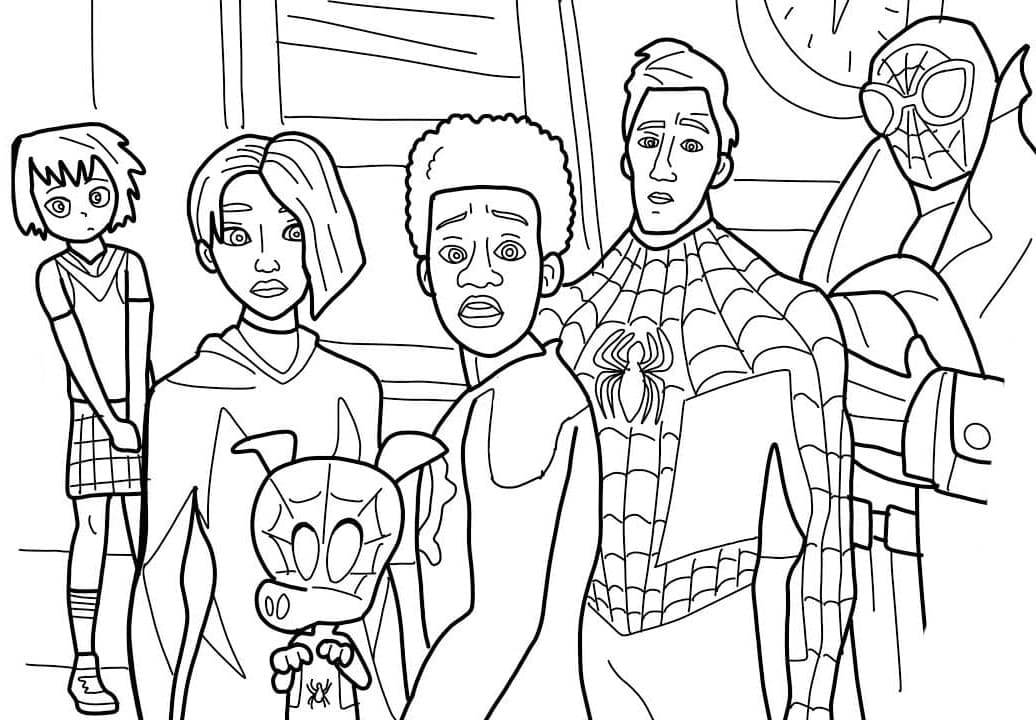 Dibujos de Miles Morales y sus amigos para colorear