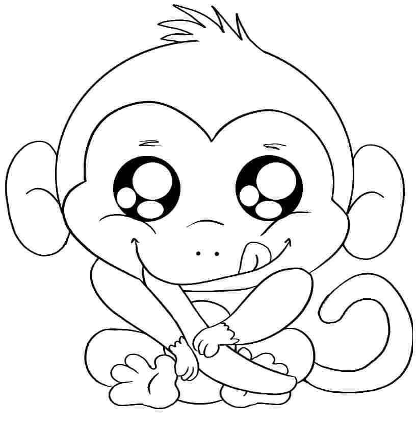Dibujos de Mono comiendo Plátano para colorear