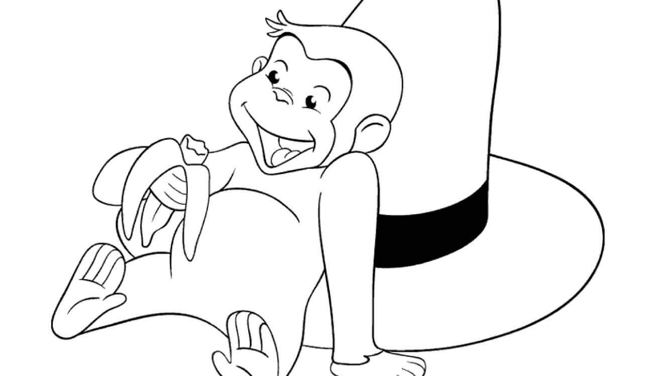 Mono Comiendo Plátano para colorir