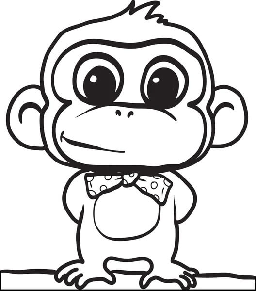 Dibujos de Mono de Dibujos Animados con Arco para colorear