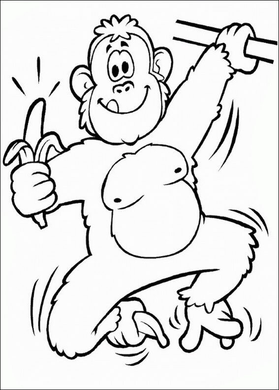 Dibujos de Mono Gracioso Sosteniendo Plátano para colorear