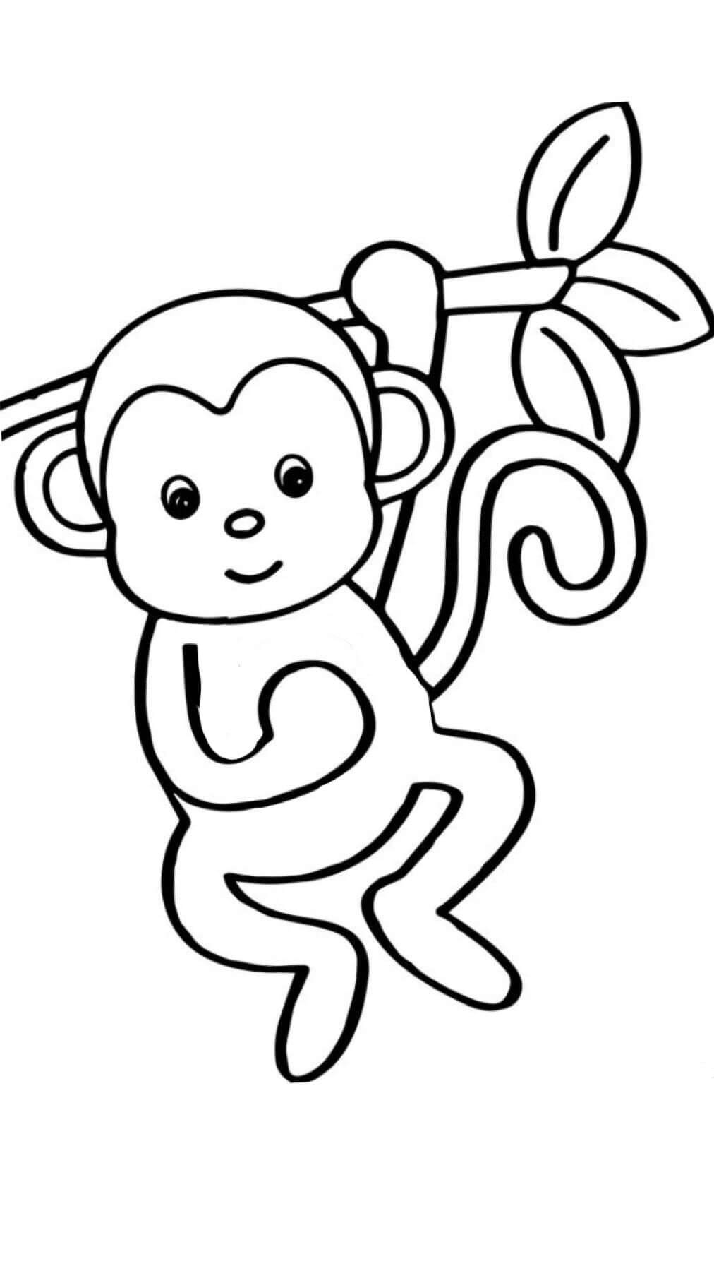 Dibujos de Mono Trepando rama Árbol para colorear
