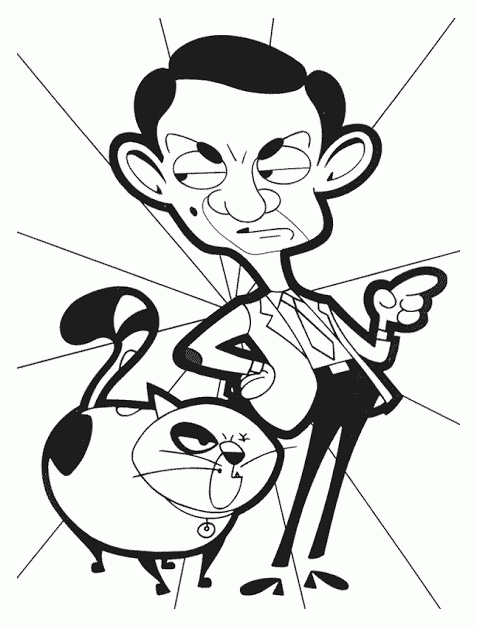 Mr.Bean Y Scrapper para colorir