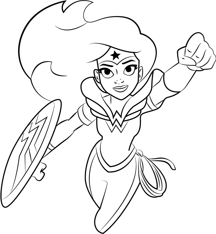 Mujer Maravilla Volando para colorir