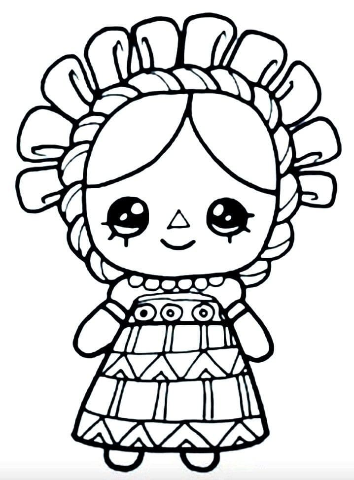 Dibujos de Muñecas Mexicanas 1 para colorear