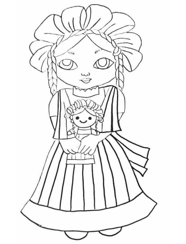 Dibujos de Muñecas Mexicanas 2 para colorear