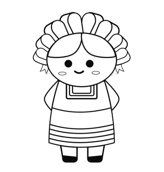 Dibujos de Muñecas Mexicanas 4 para colorear