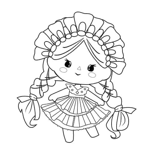 Dibujos de Muñecas Mexicanas 6 para colorear