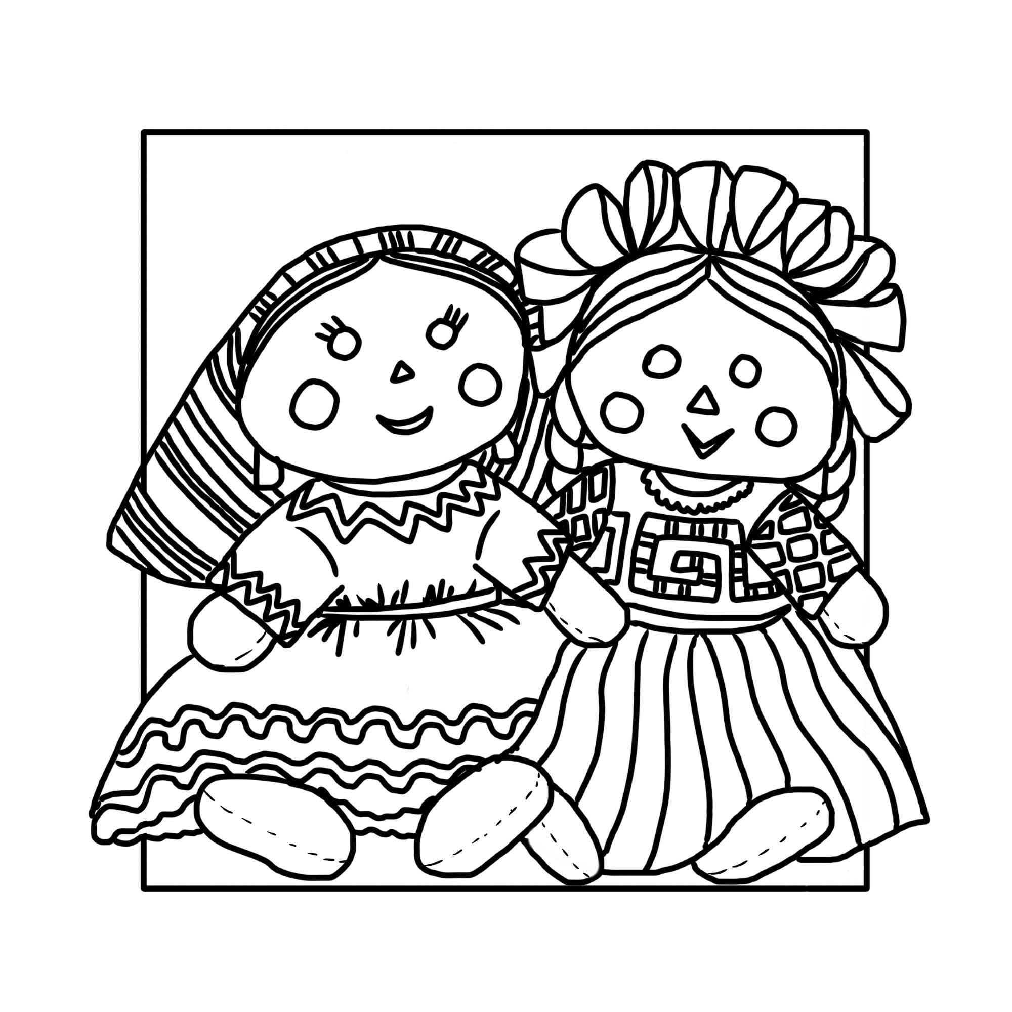 Dibujos de Muñecas Mexicanas gratis para colorear