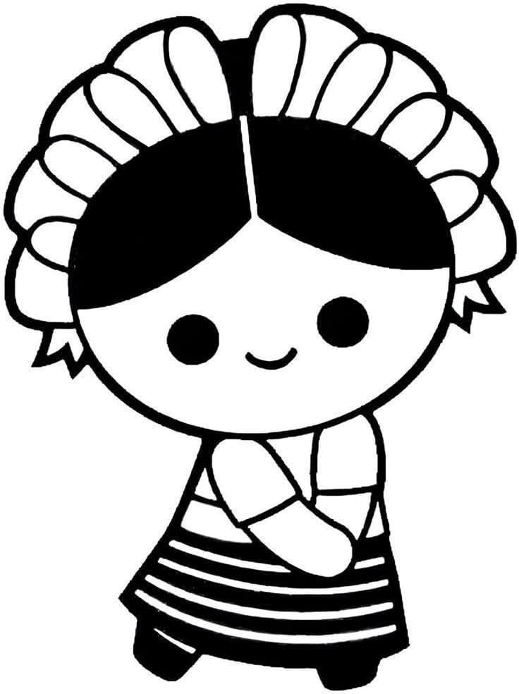 Dibujos de Muñecas Mexicanas imprimible para colorear