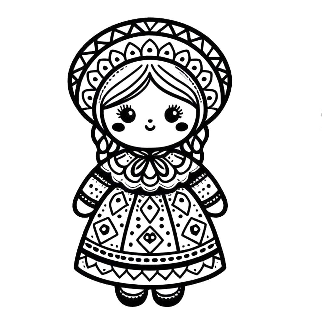 Dibujos de Muñecas Mexicanas muy fácil para colorear