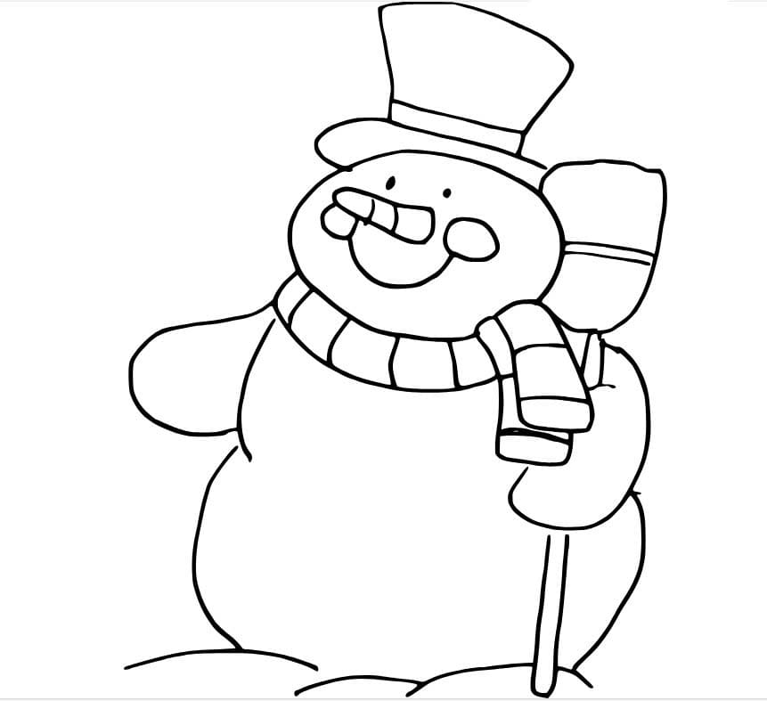 Dibujos de Muñeco de nieve gordo y sencillo para colorear